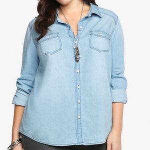 Torrid Light Wash Chambray Shirt 5x